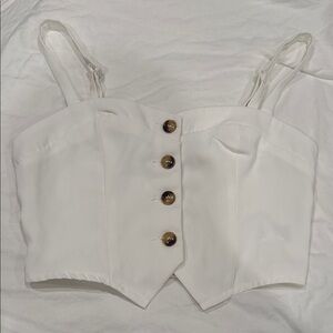 White Buttoned Women's Crop Vest